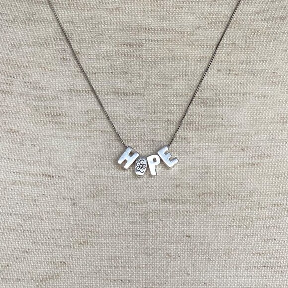 Sterling Silver 925 Dainty "HOPE" Nameplate Pendant Necklace 18.75" Box Chain - Picture 11 of 16